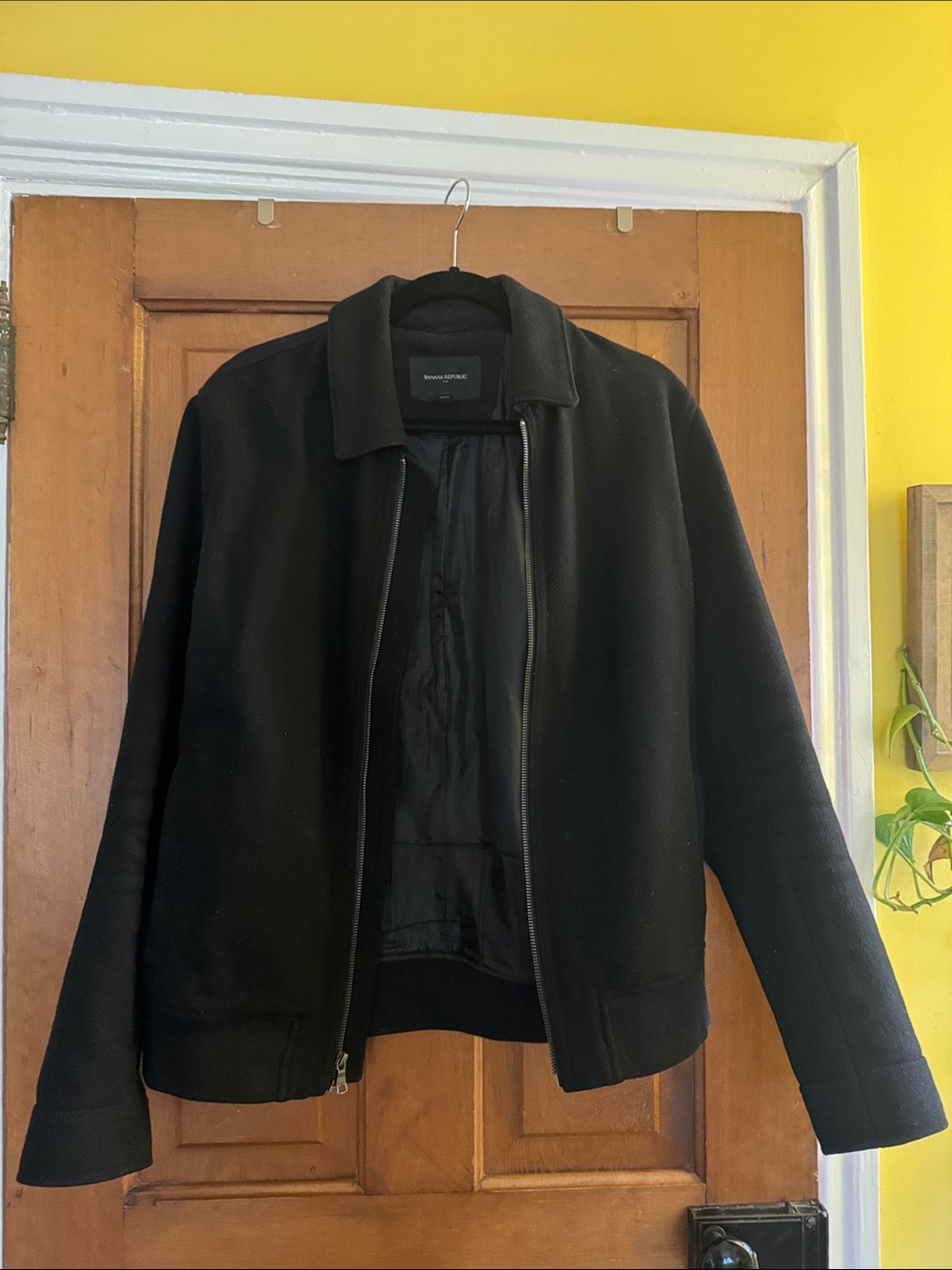 Banana Republic Black Minimalist Zip Jacket—medium
